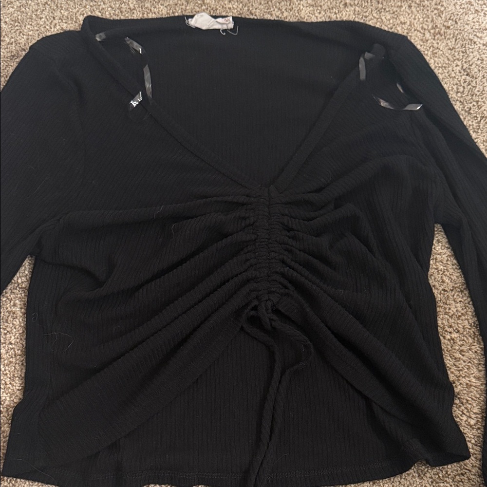 Elegant Black Ruched Women's Top